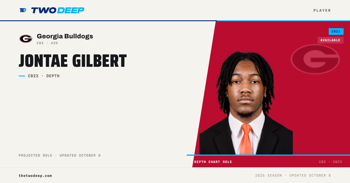 Jontae Gilbert — Georgia Bulldogs CB | 2026 depth chart & profile · TWO ...