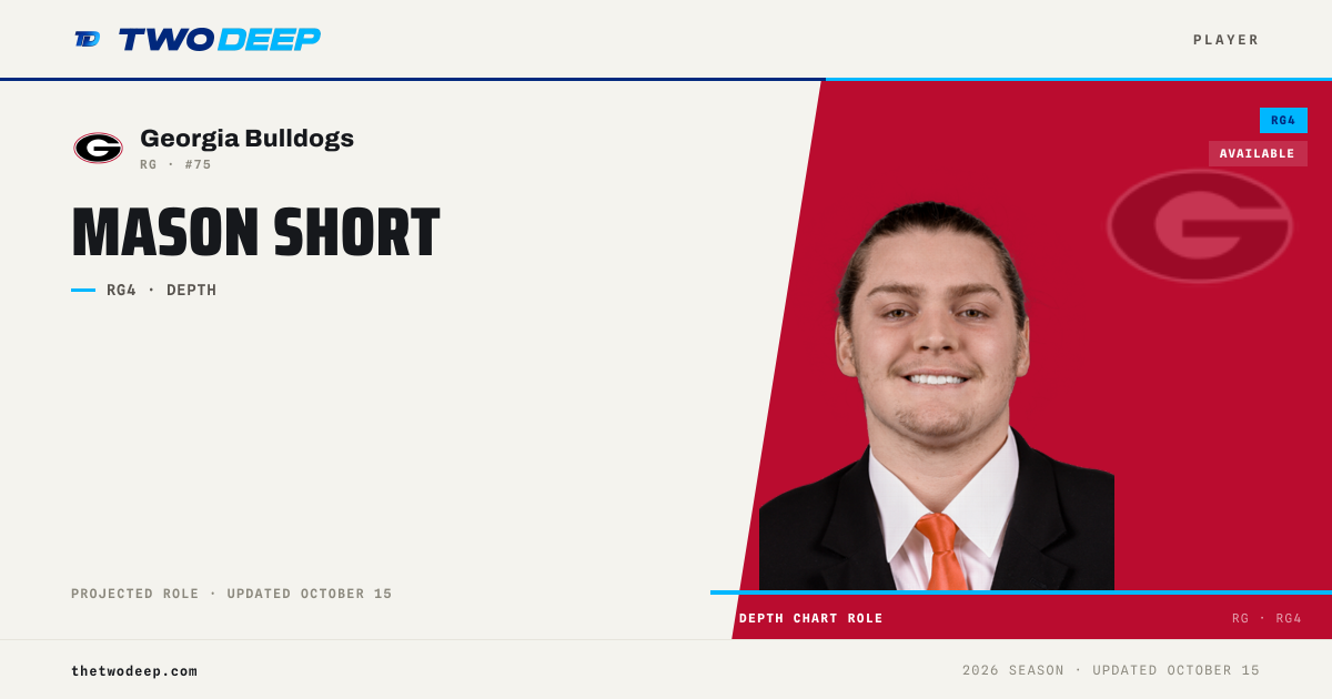 Mason Short — Georgia Bulldogs OL | 2026 depth chart & profile · TWO·DEEP